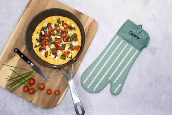 Cuisena Silicone Fabric Oven Glove Butcher Stripe - Green