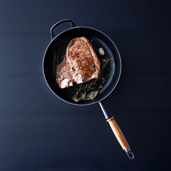 Cast Iron Frying Pan with Wooden Handle 28cm