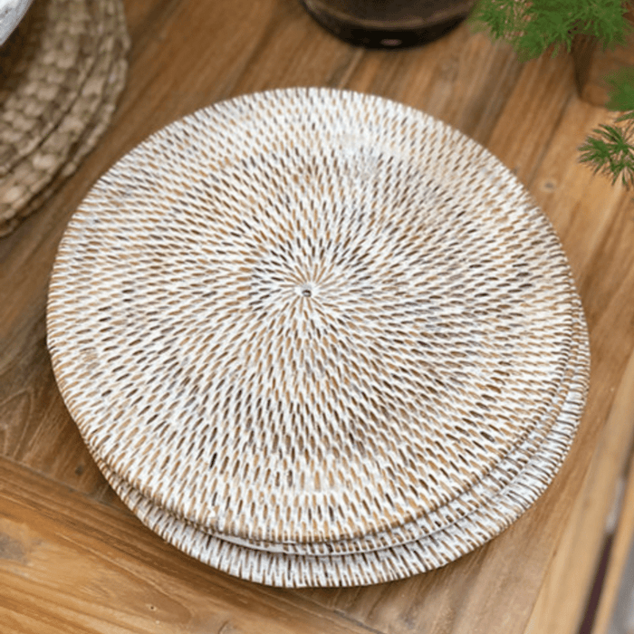Rattan Placemats/White Wash/30cm diameter