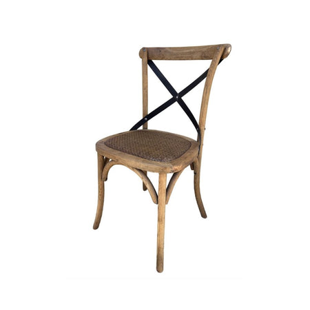 Cross Back Dining Chair/Oak with Rattan seat