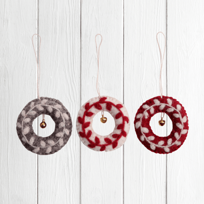 Felted Wool Mini-Wreaths/three designs available
