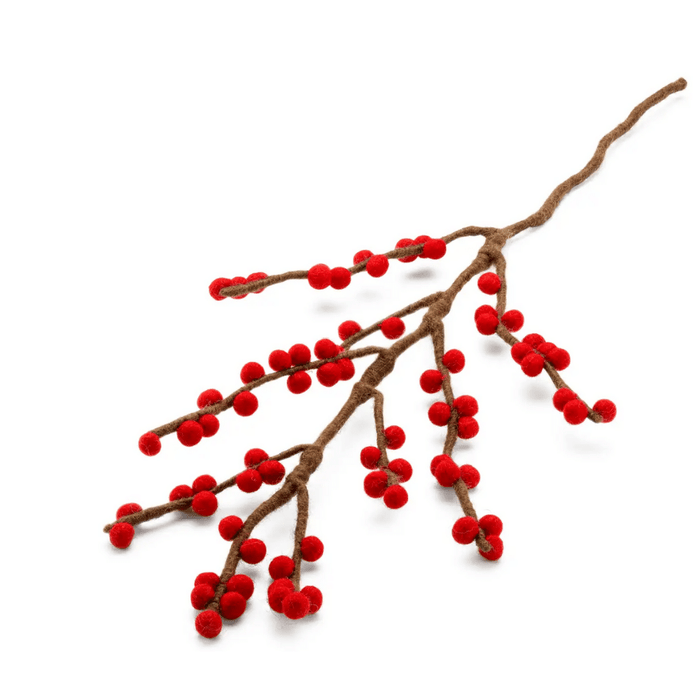 Felted Wool Branches with Berries/Red or Yellow