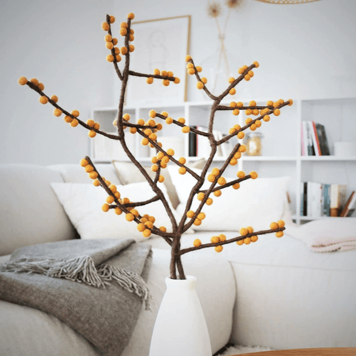 Felted Wool Branches with Berries/Red or Yellow