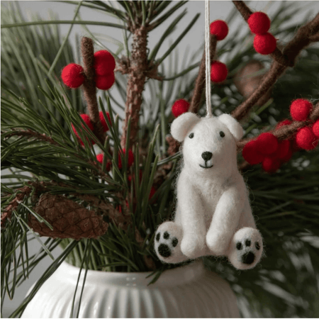 Felted Wool Polar Bear/Hanging Decoration