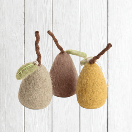 Felted Wool Pears/Hanging Decoration/set of 3