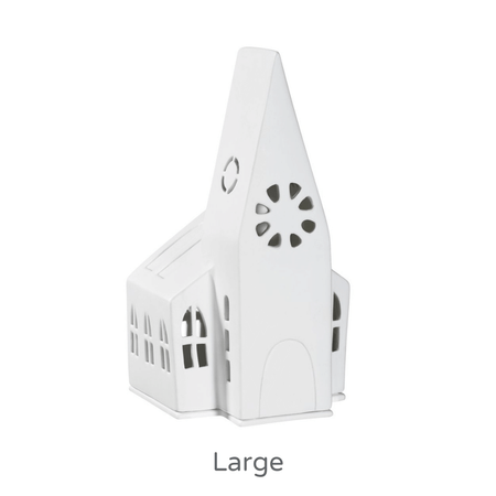 Porcelain Church Tea Light Holder/Two Sizes