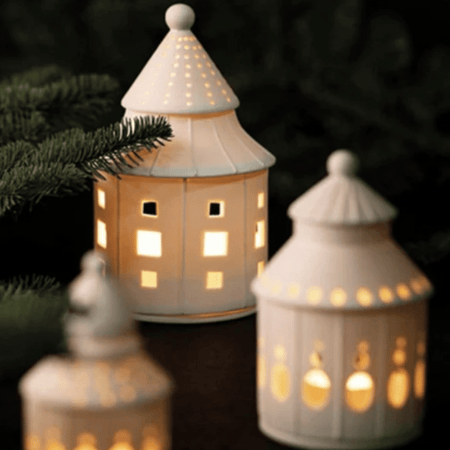 Porcelain Pergoda Tea Light House/Three Sizes