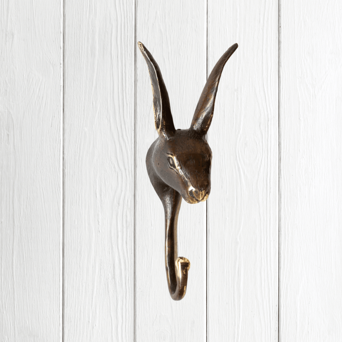 Cast Brass Hare (Rabbit) Hook / Antique Bronze Finish