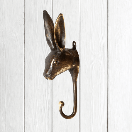 Cast Brass Hare (Rabbit) Hook / Antique Bronze Finish