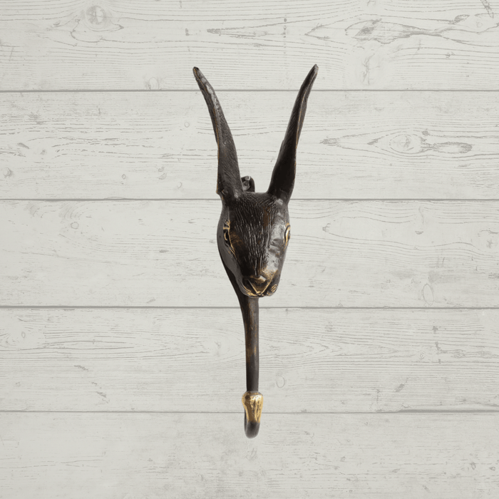 Cast Brass Hare (Rabbit) Hook / Antique Bronze Finish