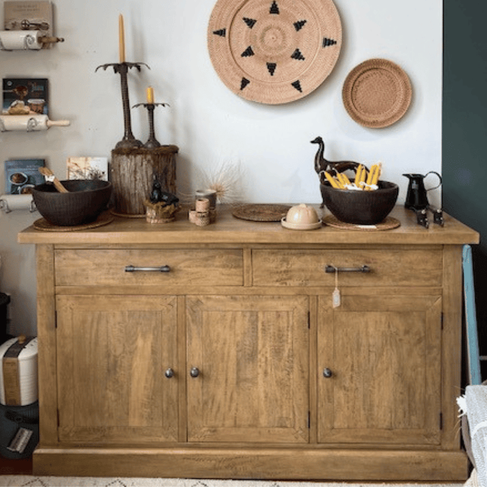 Small Solid Timber Sideboard - Buffet /Rustic Light Finish/1.65 metres wide