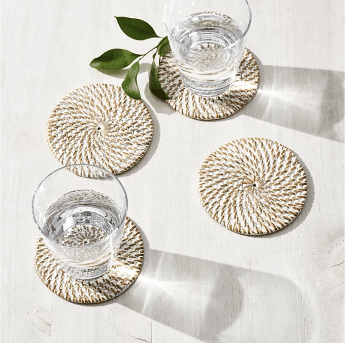 Rattan Coasters/White Wash